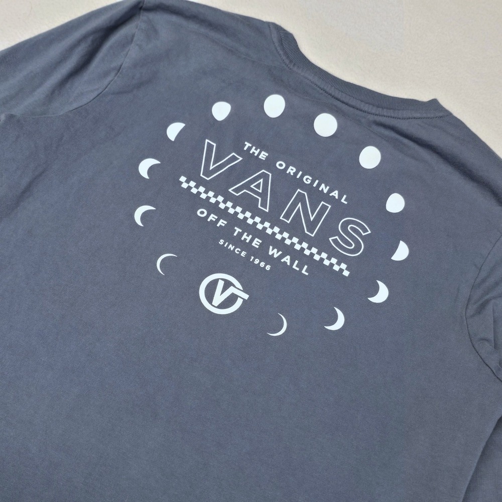 Vans Mens Long Sleeve Graphic T-Shirt Blue Gray Moon Phase Off The Wall Medium - Picture 6 of 10